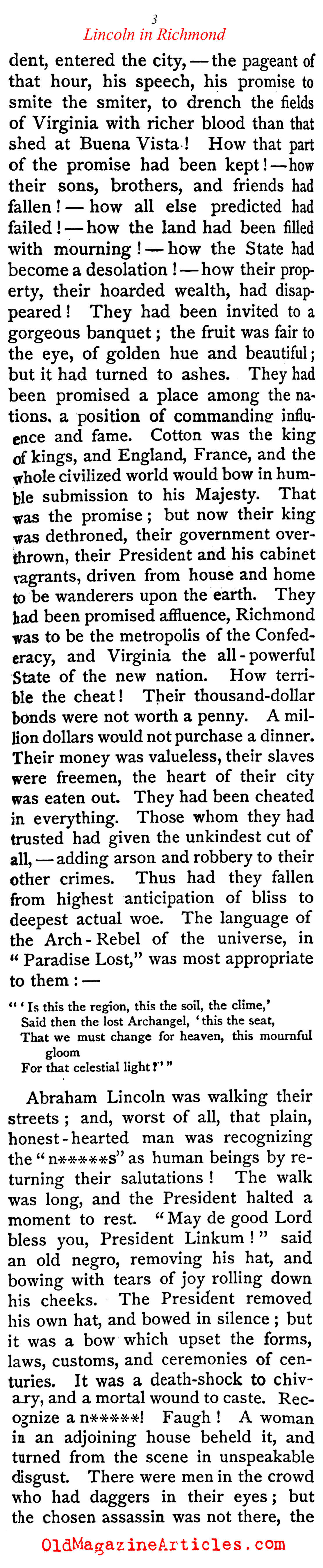 An Eyewitness Account of Lincoln's Visit to Richmond  (Atlantic Monthly, 1865)